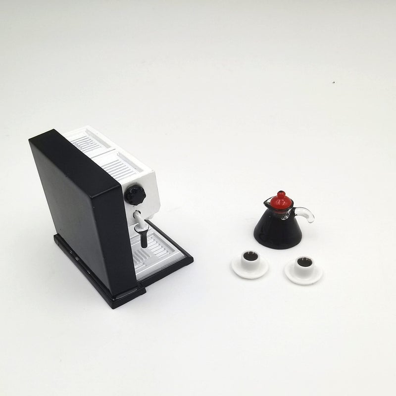 SXFSE 1:12 Dollhouse Miniature Coffee Machine, Mini Simulation Coffee Maker Machine Kitchen Accessories(Coffee Machine + Coffee Pot) - Image 5